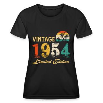 Vintage 1954 Edition Limitée Made In 1954 Anniversaire - T-shirt sport Femme - noir - Devant - AI Model Female 172 light (172cm)