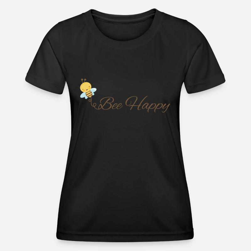 Be Happy like a bee 🐝 - Women's Functional T-Shirt - black
