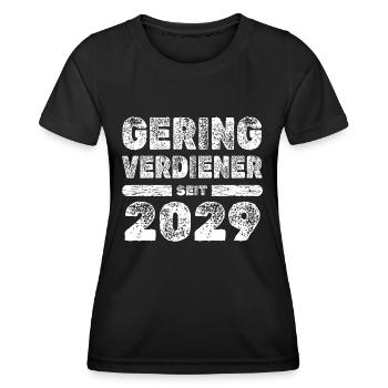 Geringverdiener 2029 - Frauen Funktions-T-Shirt - Schwarz - Vorne - AI Model Female 172 light (172cm)