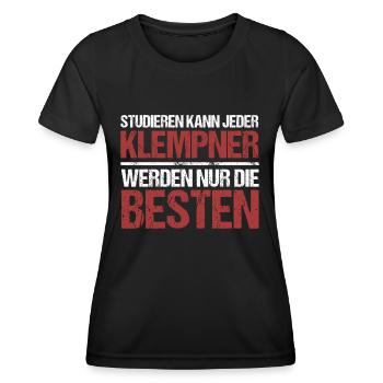 Anyone can study; Plumbers are the best - Women's Functional T-Shirt - black - Front - AI Model Female 172 light (172cm)