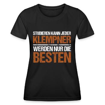 Anyone can study - Plumber Edition - Women's Functional T-Shirt - black - Front - AI Model Female 172 light (172cm)