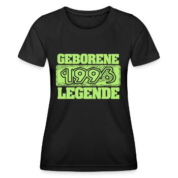 Year of birth: 1996 - Women's Functional T-Shirt - black - Front - AI Model Female 172 light (172cm)