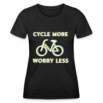 CYCLE MORE WORRY LESS FEMALE-BIKE - Damenrad - Frauen Funktions-T-Shirt - Schwarz - Vorne - AI Model Female 172 light (172cm)
