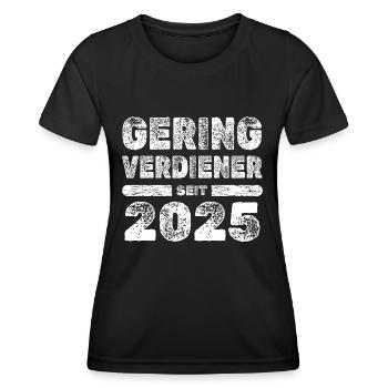 Low-income earners 2025 - Women's Functional T-Shirt - black - Front - AI Model Female 172 light (172cm)