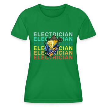 Electrician Electrician Lighting Technician Lamp - Women's Functional T-Shirt - kelly green - Front - AI Model Female 172 dark (172cm)