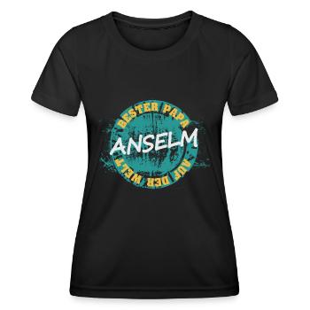 Fête des pères Anselme - T-shirt sport Femme - noir - Devant - AI Model Female 172 light (172cm)