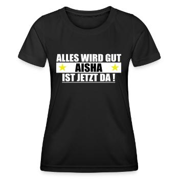 Aisha Name Vorname Geburtstag - Frauen Funktions-T-Shirt - Schwarz - Vorne - AI Model Female 172 light (172cm)