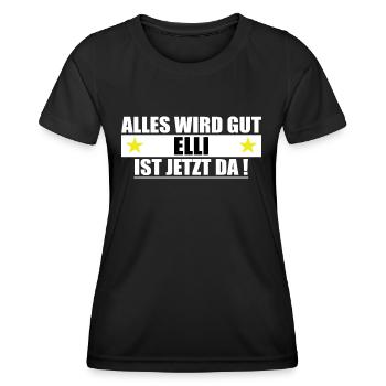 Elli last name First name Birthday - Women's Functional T-Shirt - black - Front - AI Model Female 172 light (172cm)