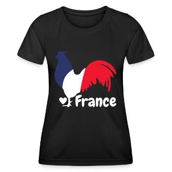Coq français bleu blanc rouge - T-shirt sport Femme - noir - Devant - AI Model Female 172 light (172cm)