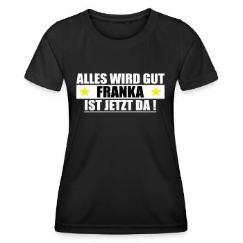 Franka Last name First name Birthday - Women's Functional T-Shirt - black - Front - AI Model Female 172 light (172cm)