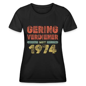 Jahrgang 1974 - Frauen Funktions-T-Shirt - Schwarz - Vorne - AI Model Female 172 light (172cm)
