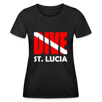 Dive St. Lucia - Diver Down Flag Scuba Diving - T-shirt sport Femme - noir - Devant - AI Model Female 172 light (172cm)