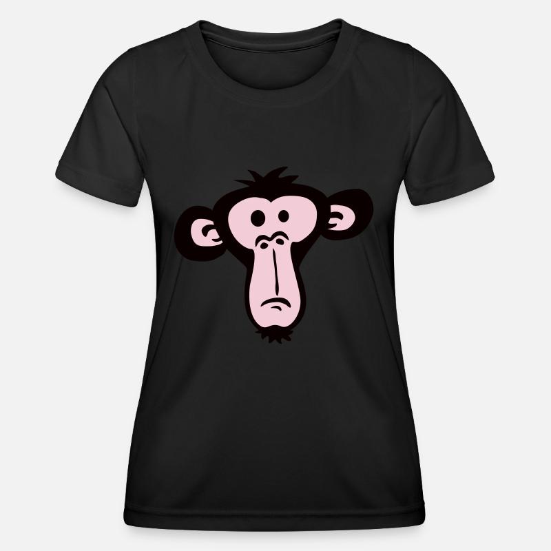 Sad Confused Monkey Head Boredom Face - Women's Functional T-Shirt - black