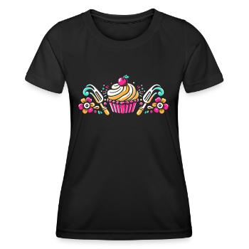 Cupcake Baker Baking Bake Cupcakes Pastry Bakers - Women's Functional T-Shirt - black - Front - AI Model Female 172 light (172cm)