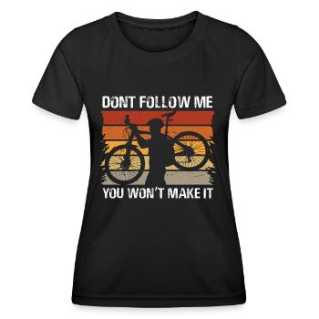 Bold Cyclist Silhouette Design - Frauen Funktions-T-Shirt - Schwarz - Vorne - AI Model Female 172 light (172cm)