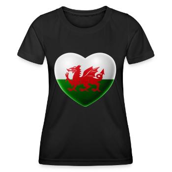 Herz (Wales / Cymru) - Frauen Funktions-T-Shirt - Schwarz - Vorne - AI Model Female 172 light (172cm)