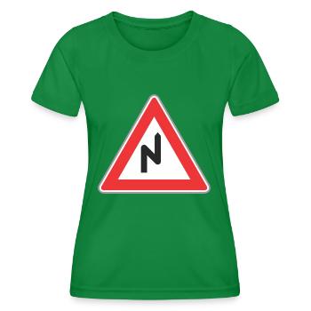 Road sign zig zag way right - Women's Functional T-Shirt - kelly green - Front - AI Model Female 172 dark (172cm)