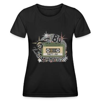 Party mix 1980 - T-shirt sport Femme - noir - Devant - AI Model Female 172 light (172cm)