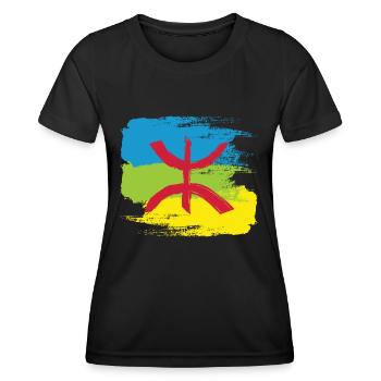 Drapeau Amazigh (Variante artistique) - T-shirt sport Femme - noir - Devant - AI Model Female 172 light (172cm)