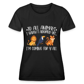 Adoption d'animaux - T-shirt sport Femme - noir - Devant - AI Model Female 172 light (172cm)