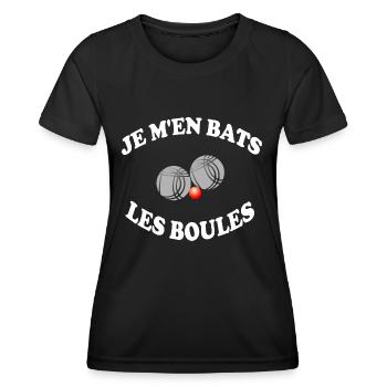 Je m'en bats les boules ! humour pétanque cadeau - T-shirt sport Femme - noir - Devant - AI Model Female 172 light (172cm)