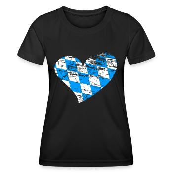 Herz Bayer Bayern weißblau - Frauen Funktions-T-Shirt - Schwarz - Vorne - AI Model Female 172 light (172cm)