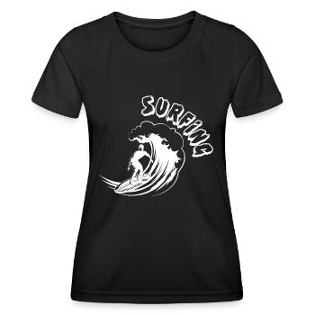 Vague Surf Surf Surf Surf Surfer - T-shirt sport Femme - noir - Devant - AI Model Female 172 light (172cm)