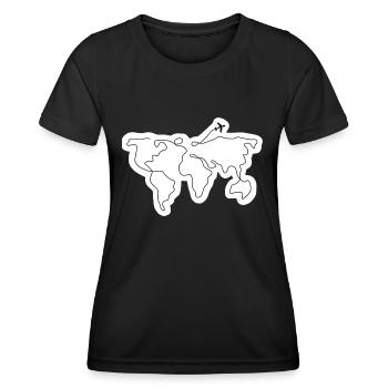 World Map - Women's Functional T-Shirt - black - Front - AI Model Female 172 light (172cm)
