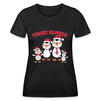 équipe famille pingouin famille conifère de Noël - T-shirt sport Femme - noir - Devant - AI Model Female 172 light (172cm)