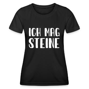 Ich mag Steine - Stein - Geologie - Geologe - Frauen Funktions-T-Shirt - Schwarz - Vorne - AI Model Female 172 light (172cm)