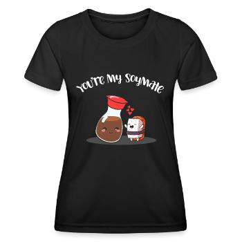 Tu es ma soymate drôle de sauce soja Sushi - T-shirt sport Femme - noir - Devant - AI Model Female 172 light (172cm)
