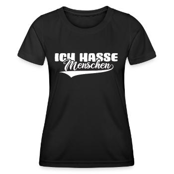 lifetime antisozial meme ich hasse menschen - Frauen Funktions-T-Shirt - Schwarz - Vorne - AI Model Female 172 light (172cm)