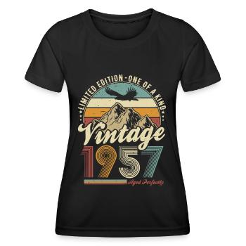 Vintage 1957 Vintage Anniversaire Rétro Cadeau - T-shirt sport Femme - noir - Devant - AI Model Female 172 light (172cm)