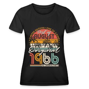 August 1966 Vintage Jahrgang Geburtstag Retro - Frauen Funktions-T-Shirt - Schwarz - Vorne - AI Model Female 172 light (172cm)