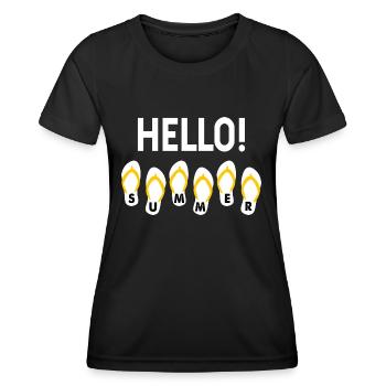 Hello Summer Spruch Urlaub Geschenk coole Sprüche - Frauen Funktions-T-Shirt - Schwarz - Vorne - AI Model Female 172 light (172cm)