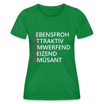 Laura Name Geschenk - Frauen Funktions-T-Shirt - Kelly Green - Vorne - AI Model Female 172 dark (172cm)