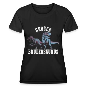 Großer Brudersaurus T-Rex Dino Geschenk Großer Bru - Frauen Funktions-T-Shirt - Schwarz - Vorne - AI Model Female 172 light (172cm)
