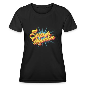 Super Maman - Famille Héros Vintage - T-shirt sport Femme - noir - Devant - AI Model Female 172 light (172cm)