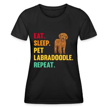 Labradoodle Hund - Frauen Funktions-T-Shirt - Schwarz - Vorne - AI Model Female 172 light (172cm)