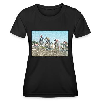 bmx race racing vtt motocross mtb bike rad - T-shirt sport Femme - noir - Devant - AI Model Female 172 light (172cm)