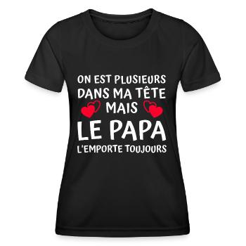cadeau humour papa / meilleur papa - T-shirt sport Femme - noir - Devant - AI Model Female 172 light (172cm)