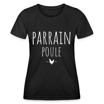 parrain poule / cadeau humour parrain - T-shirt sport Femme - noir - Devant - AI Model Female 172 light (172cm)