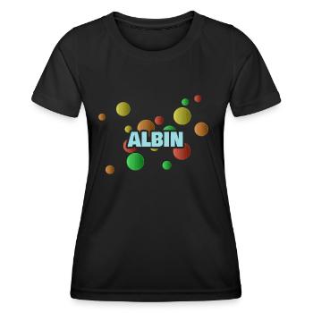 First name Albin - Women's Functional T-Shirt - black - Front - AI Model Female 172 light (172cm)