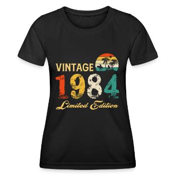 Vintage 1984 Limited Edition Made In 1984 Birthday - Women's Functional T-Shirt - black - Front - AI Model Female 172 light (172cm)