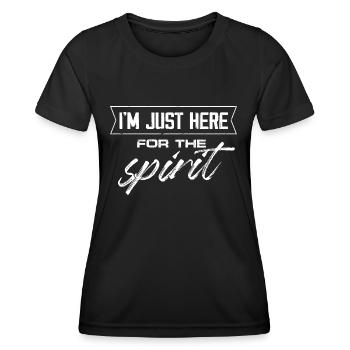 Je suis juste ici pour l’ - T-shirt sport Femme - noir - Devant - AI Model Female 172 light (172cm)