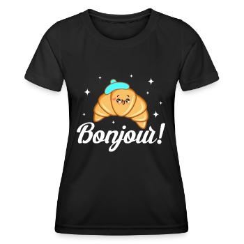 bonjour croissant Design for a croissant lover - Women's Functional T-Shirt - black - Front - AI Model Female 172 light (172cm)
