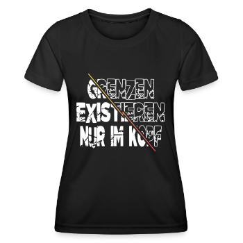 geschenkidee männchen humor geburtstag board - Frauen Funktions-T-Shirt - Schwarz - Vorne - AI Model Female 172 light (172cm)