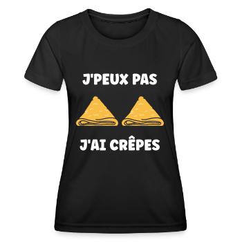 Crêpes Bretagne humour crêpe - T-shirt sport Femme - noir - Devant - AI Model Female 172 light (172cm)