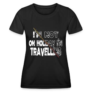 outdoors eat sleep travel repeat france - Frauen Funktions-T-Shirt - Schwarz - Vorne - AI Model Female 172 light (172cm)