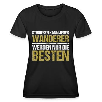 Anyone can study - Wanderer Edition - Women's Functional T-Shirt - black - Front - AI Model Female 172 light (172cm)